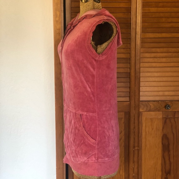 Wet Seal | Y2K Pink Velour Zip Up Hooded Vest | L - Picture 4 of 12